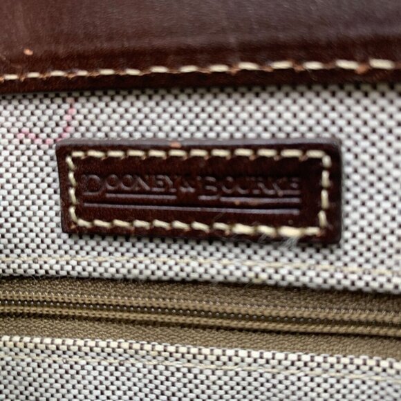 Dooney & Bourke Anniversary Double Pocket Satchel Khaki Canvas Burnt Cedar Y2K - Picture 7 of 16